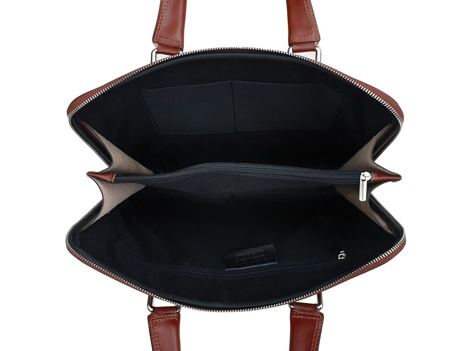 VERA PELLE torebka skórzana teczka A4 torba na laptopa V410 camel