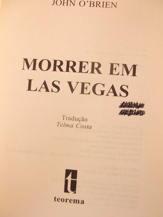 LIVRO Morrer em Las Vegas - John O'Brien