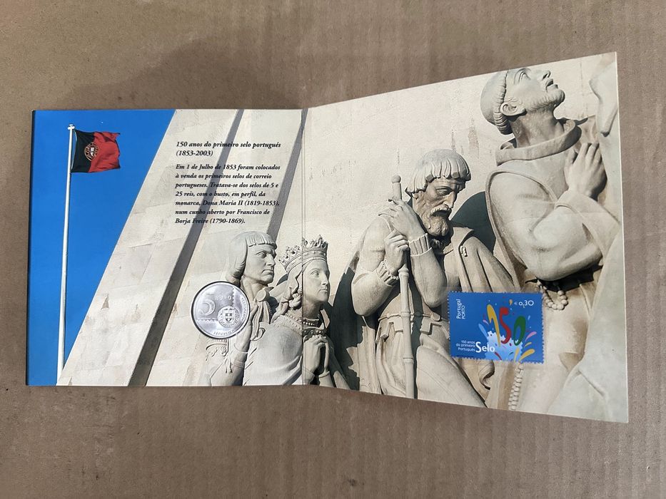 Carteira Portugal, 150 anos de primeiro selo português (Rara) (Prata)