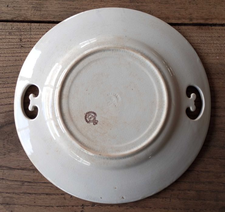 Antigo prato de torradas em faiança Chambers & Wall Massarelos