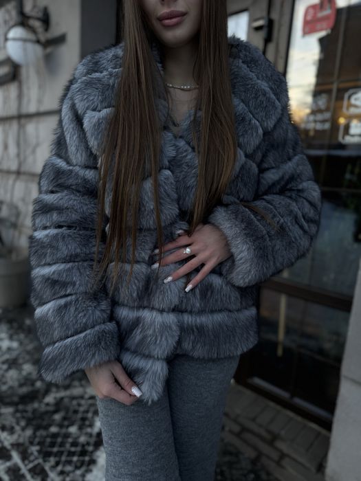 Еко шубка сіренька