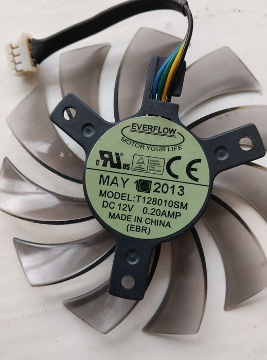 Вентилятор, видеокарта, кулер 75 мм, Т128010SU, 4pin.