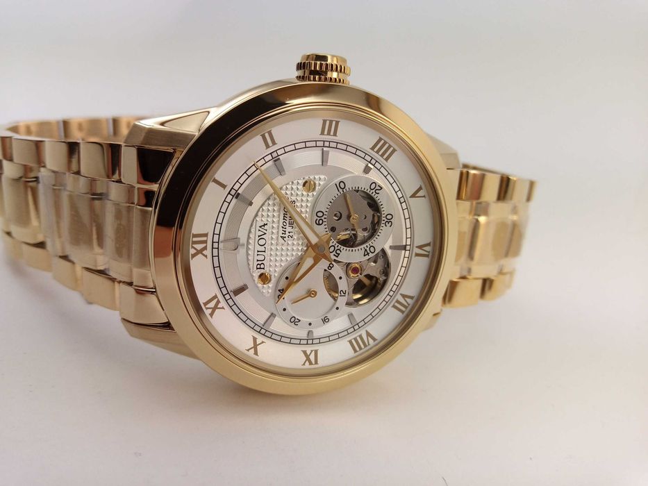 Мужские часы Bulova BVA Skeleton 97A108 механика 21 камень, автозавод