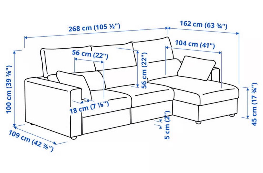 Sofá ESKILSTUNA chaise long azul