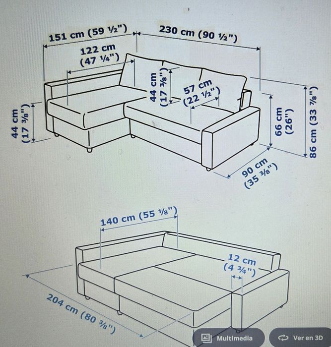 Sofa cama ikea em muito bom estado