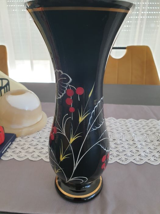Wazon. Szkło  ręcznie malowane. PRL