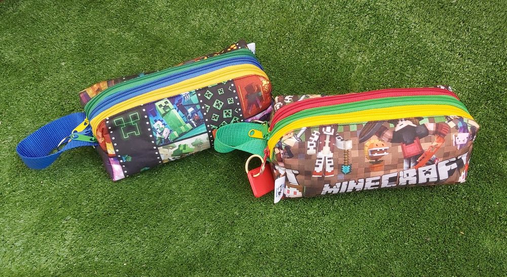Estojo escolar triplo Minecraft