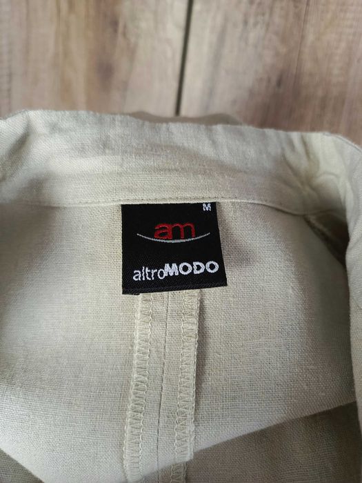 altroModa lniana koszula beżowa z haftem 55% len 45% rayon 38 M