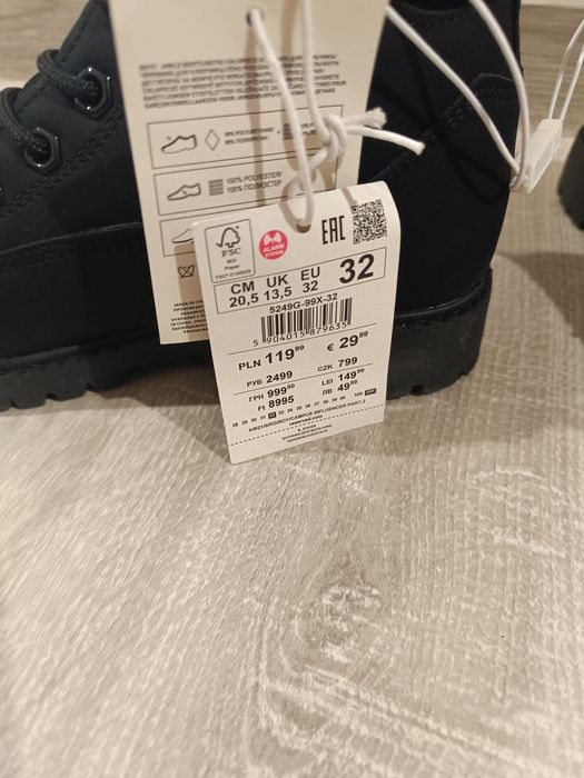 Buty botki trapery sztyblety 32 reserved ocieplane czarne