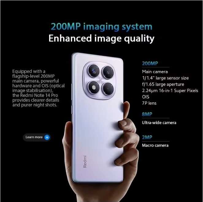 SUPER Cмартфон Телефон Xiaomi Redmi Note 14 Pro 8/256GB Midnight Black