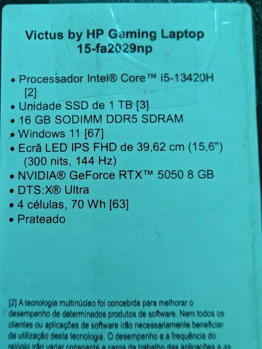 Portátil Gaming HP Victus i5 13420H - RTX5050 - Novo c/garantia