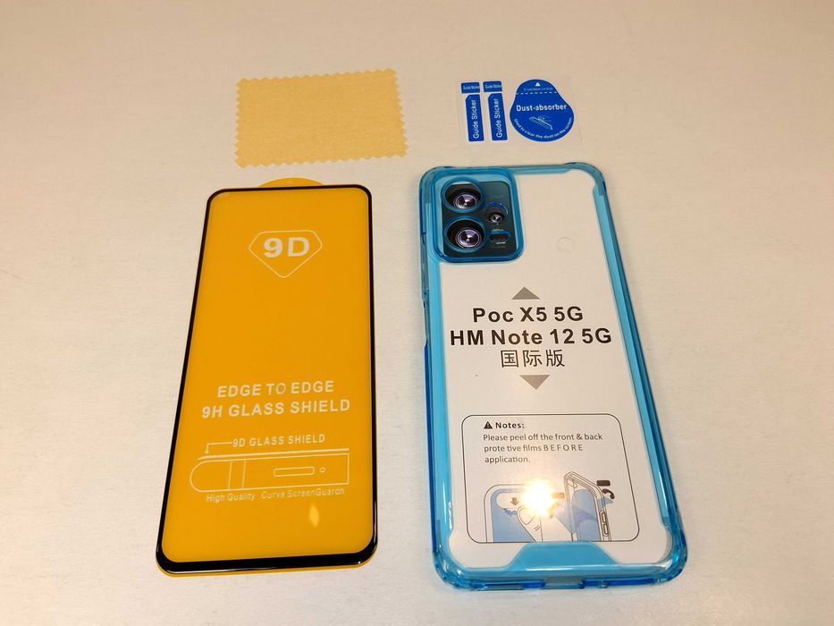 Z036 Etui Niebieskie Xiaomi Redmi Note 12 5G Poco X5 5G Szkło9D Zestaw
