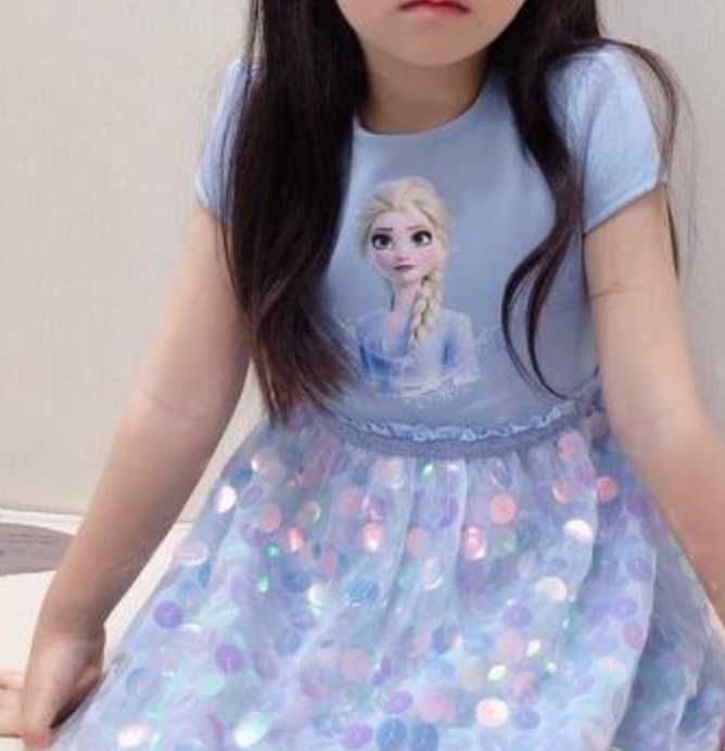HM Elsa, Elza, Kraina Lodu, Frozen, CEKINY sukienka rozmiar 110 116