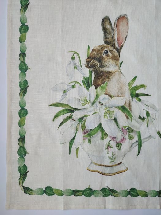 Льняний кухонний рушник "Великодній зайчик". Англія