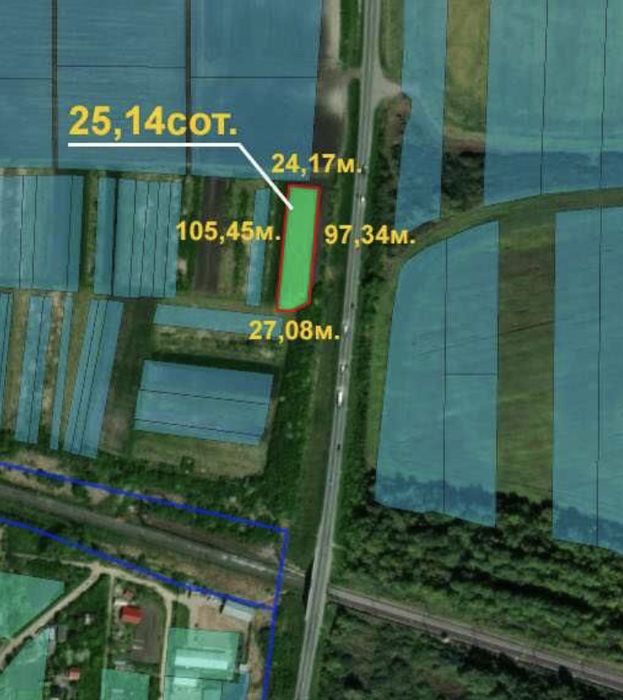 Ділянка с.Підбірці 25сот. Перша лінія від кільцевої