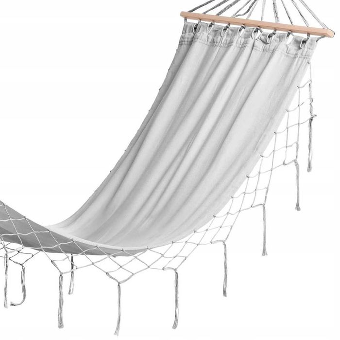 Hamak ogrodowy duży z drążkiem huśtawka hamak boho 300x100 NOWE MOCNY
