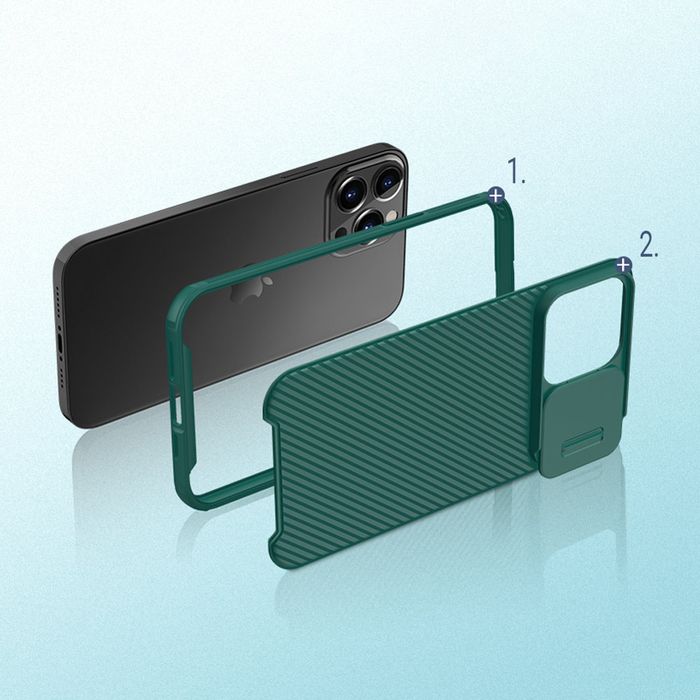 Etui Camshield Zielony Z Osłoną Na Aparat Kamerę + Szkło Iphone 13 Pro