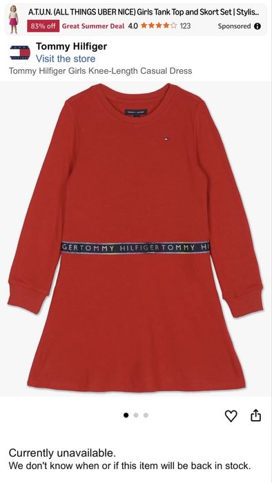 Tommy Hilfiger платье для девочки  Томми Хилыигер