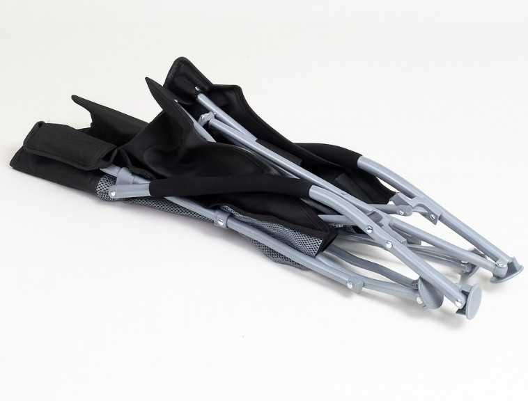 Krzesło Turystyczne Plażowe Wędkarskie Składane Czarny + Pokrowiec