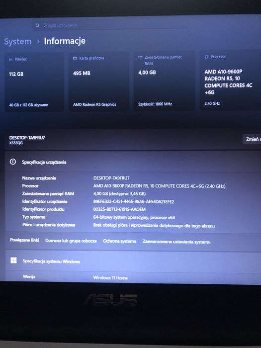 Sprzedam Laptop ASUS