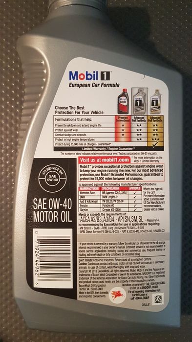 Óleo Mobil 1 0W-40 e 15W-50