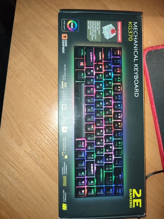 Ігрова клавіатура 2E GAMING KG370 RGB 68key Gateron Red Switch USB Ukr