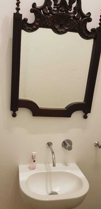 Espelho antigo moldura madeira talhada