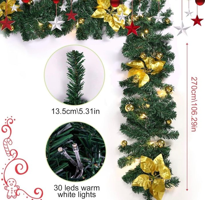 PERMUST Sztuczna girlanda jodłowa, Girlanda świąteczna 2,7m