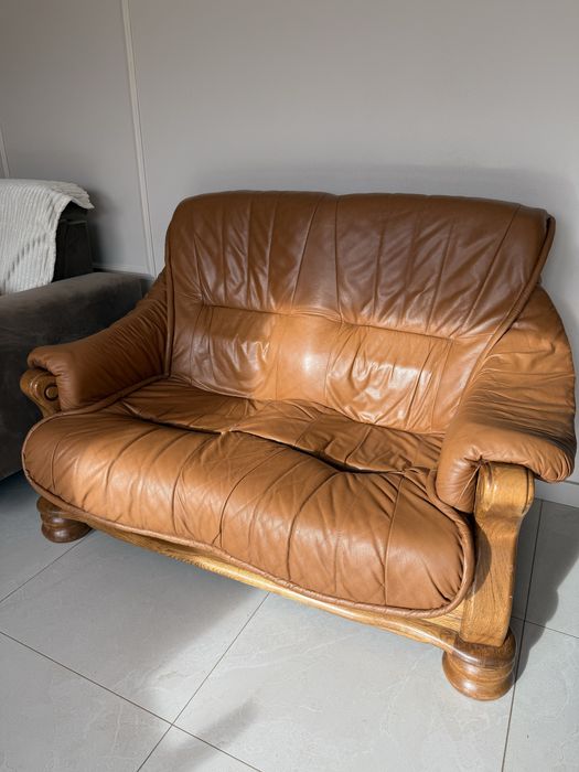 Zestaw wypoczynkowy, skórzany