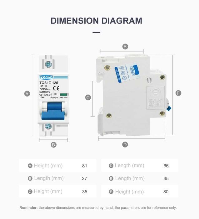 Автоматичний вимикач постійного струму DC 125А 1P (Новий)