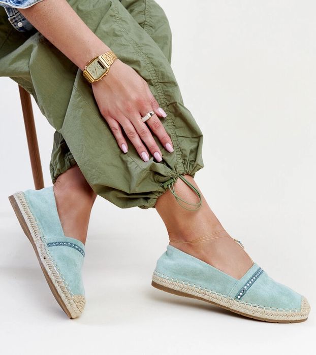 Zielone espadryle z cyrkoniami Abia