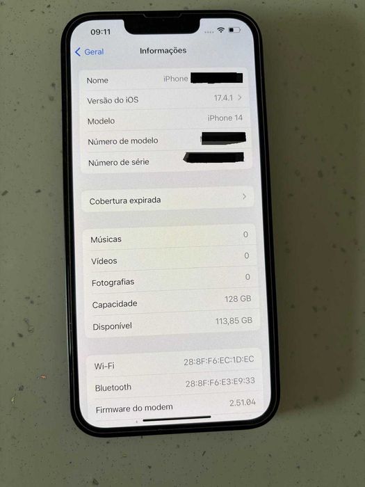 Iphone 14, como novo, com cabo usb-c, capa e película