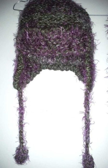 Handmade komplet gruba CZAPKA USZATKA + KOMIN _ WEŁNA