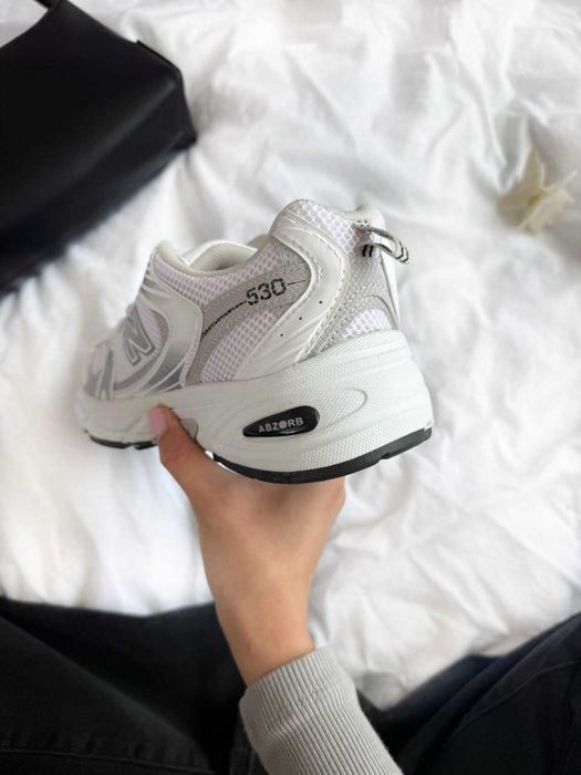 Кросівки New Balance 530 White Silver жіночі Нью Беленс білі шкіра сітка весна осінь | Женские кроссовки Нью Баланс белые 36 37 38 39 40