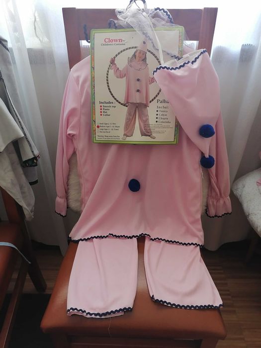 Traje de Carnaval Criança 7 anos Palhaço cor de rosa, novo
