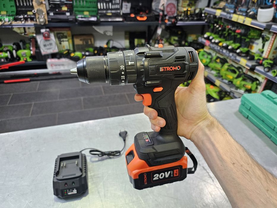 Мощный Шуруповерт 50Nm Stromo SA18 Режим удару 13мм Патрон + 4.0Ah акб