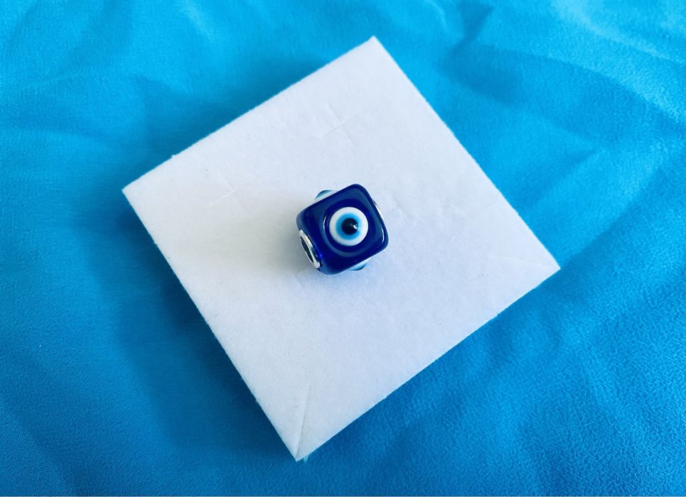 nowa sześcienna zawieszka charms beads masywne oko proroka srebro 925