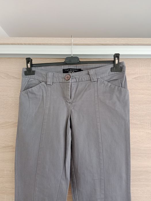 Eleganckie szare proste spodnie damskie top secret s