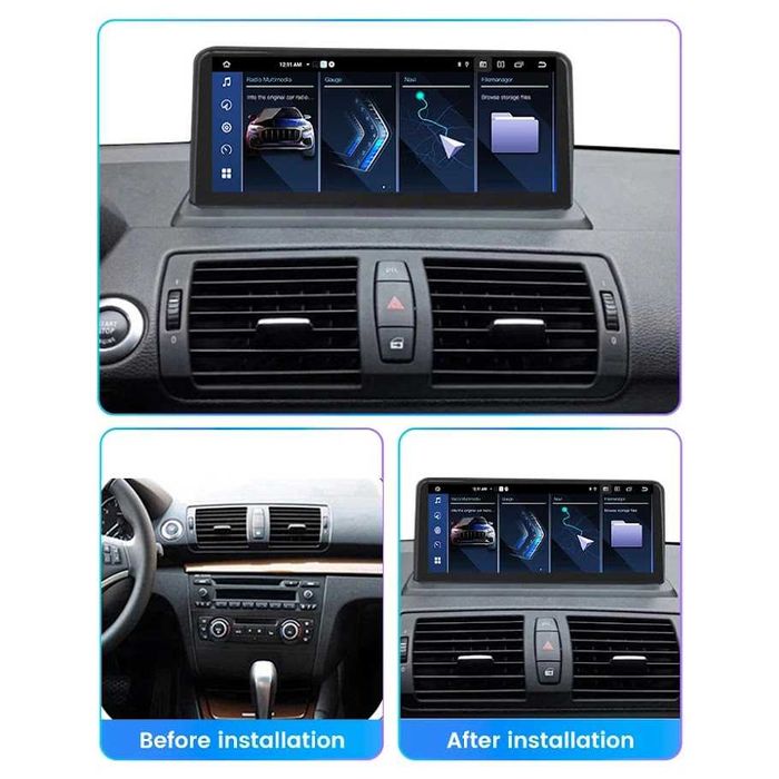 Rádio Android BMW Série 1 E87 CIC 6/128GB 8-Core 4G CarPlay Android Auto (NOVO)