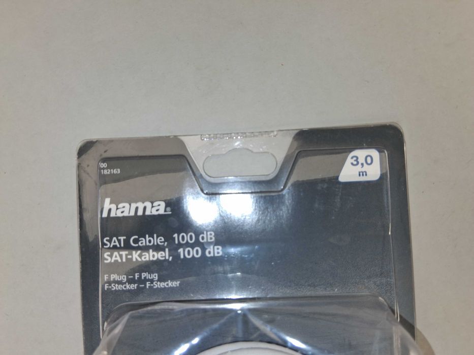 N086 Kabel SAT Hama 3,0m 100dB Classic Line F-Plug F-Stecker Biały