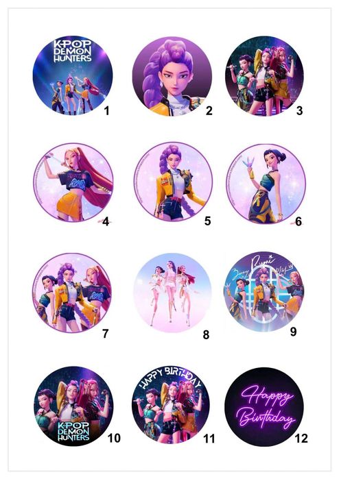 Przypinki 32mm - K-POP DEMON HUNTERS - 6szt