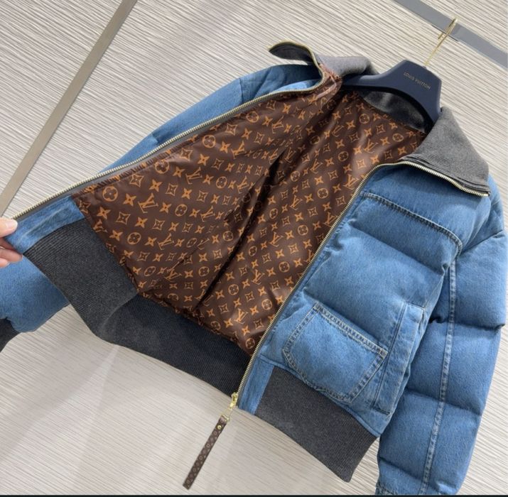 Louis Vuitton Monogram Padded Denim Jacket Jeans Puffer Bomber L