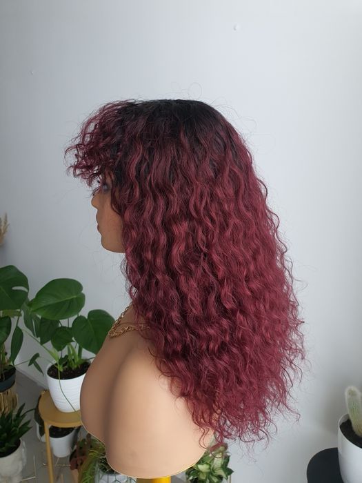 Peruka Irena z włosów naturalnych loki loczki afroloki 45 cm grzywka