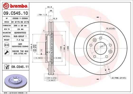 BREMBO COATED DISC LINE 09.C545.11 Disco de travão