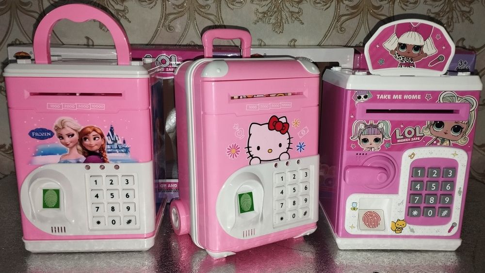 Дитячий сейф-копилка з відбитком пальця та кодовим замком