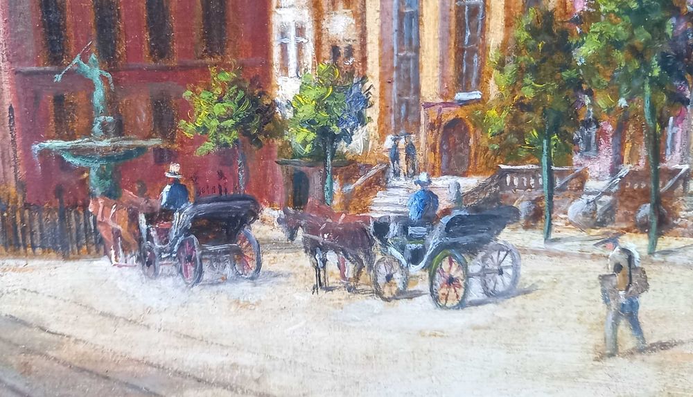 "Gdańsk", olej/płyta, sygnatura nieczytelna, przedwojenne malarstwo