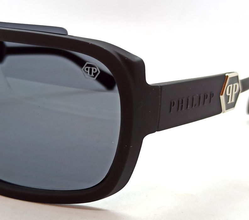 Philipp Plein очки маска унисекс черные матовые с серебристым лого