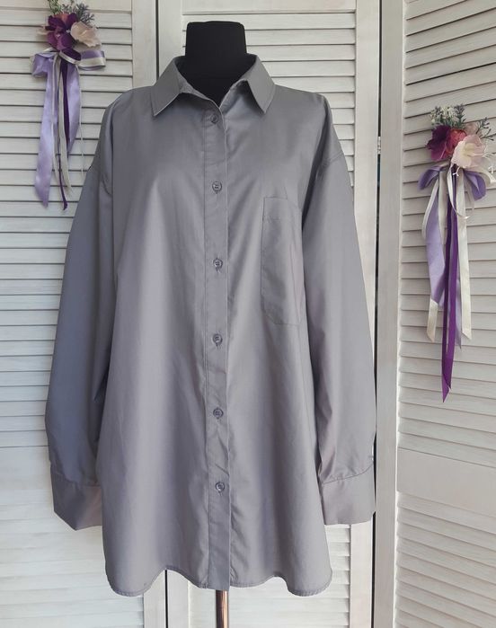 Базовая, серая оверсайз, свободного кроя рубашка asos