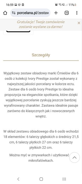 2 x Zestaw obiadowy dla 6 os. Ćmielów