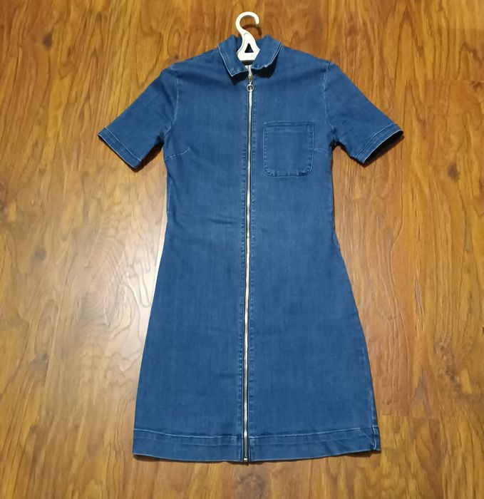 Плаття джинсове з коміром сукня синя